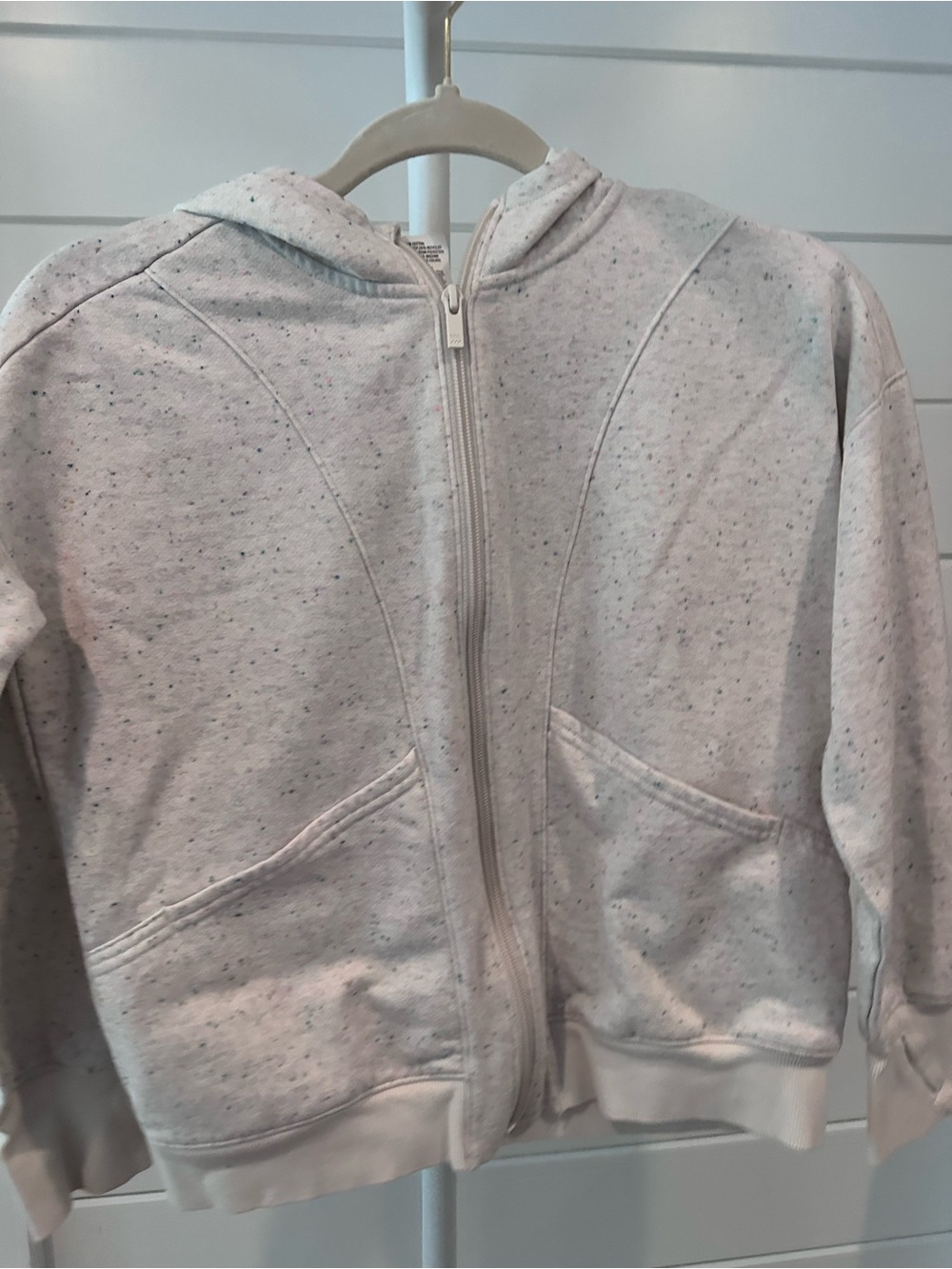 All in Motion Kids Zip-Up Hoodie in Light Heather Gray with colored specks